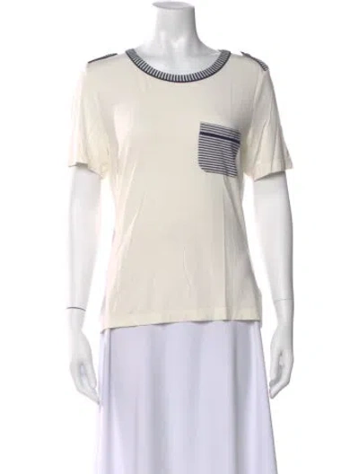 Pre-owned St John Striped Crew Neck T-shirt In White