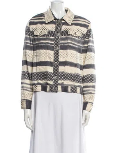 Pre-owned St John Striped Denim Jacket In Multi