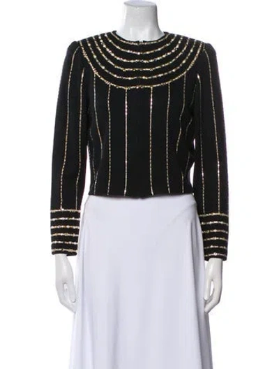 Pre-owned St John Striped Evening Jacket In Black
