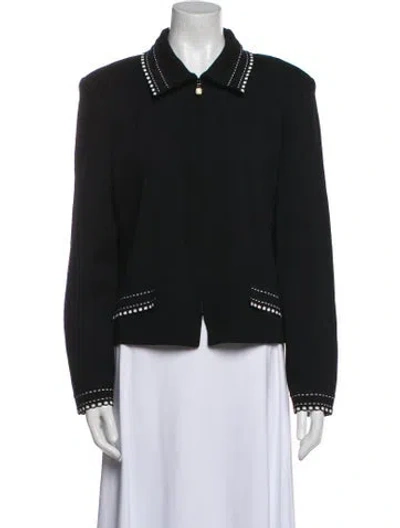 Pre-owned St John Striped Evening Jacket In Black