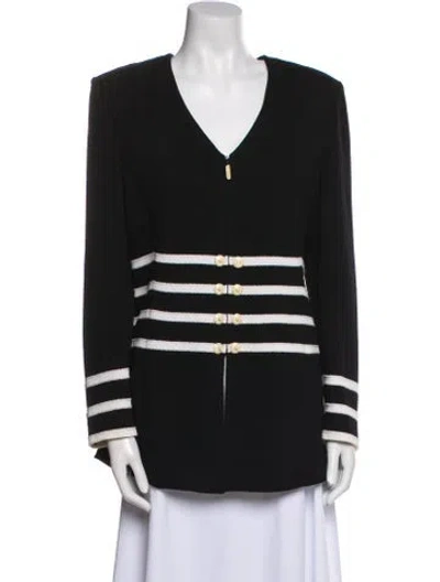 Pre-owned St John Striped Evening Jacket In Black