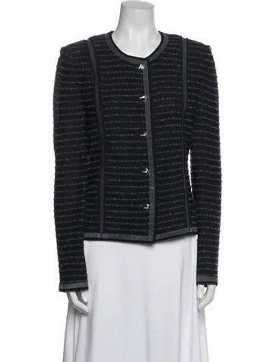 Pre-owned St John Striped Evening Jacket In Blue