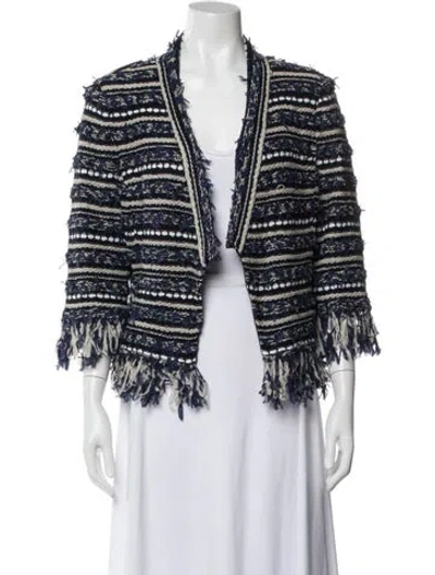 Pre-owned St John Striped Evening Jacket In Blue