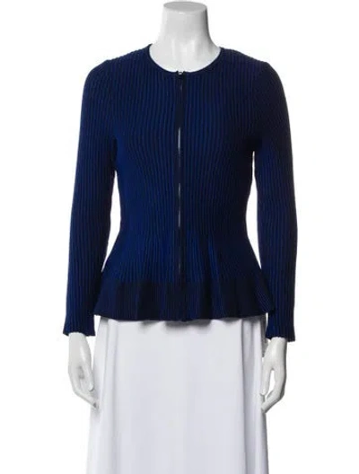 Pre-owned St John Striped Evening Jacket In Blue