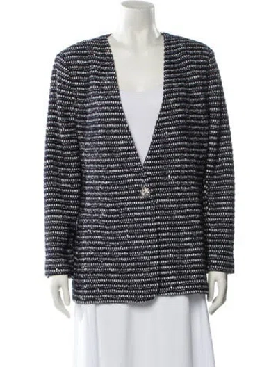 Pre-owned St John Striped Evening Jacket In Blue