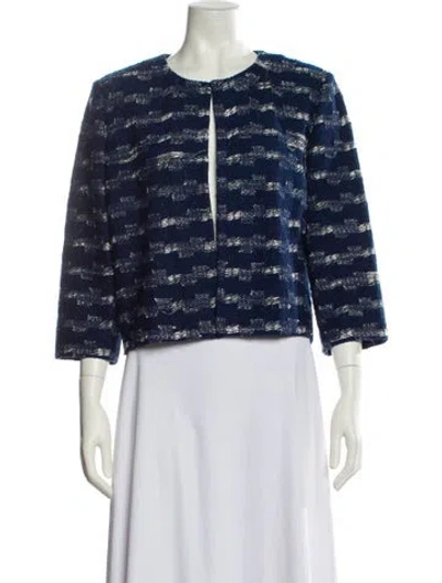Pre-owned St John Striped Evening Jacket In Blue