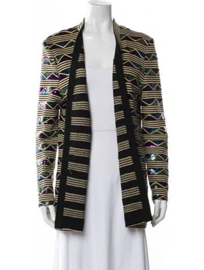 Pre-owned St John Striped Evening Jacket In Blue