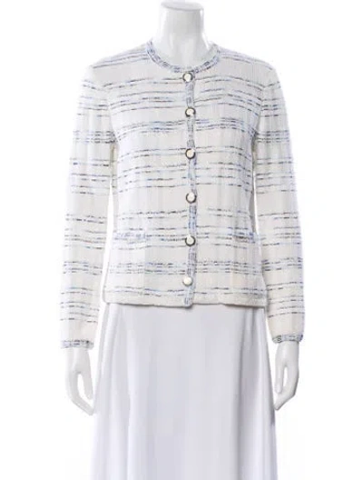 Pre-owned St John Striped Evening Jacket In Blue