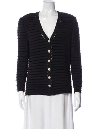Pre-owned St John Striped Evening Jacket In Blue