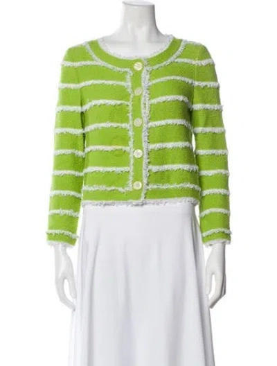Pre-owned St John Striped Evening Jacket In Green