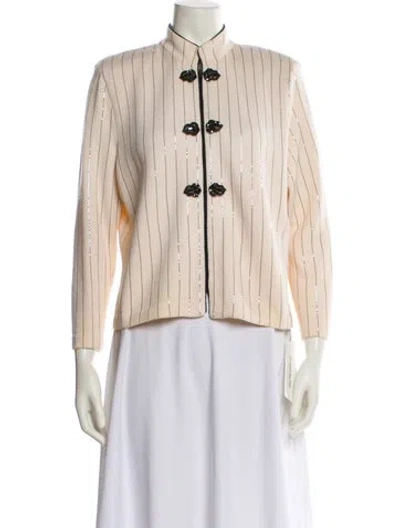 Pre-owned St John Striped Evening Jacket In Neutral