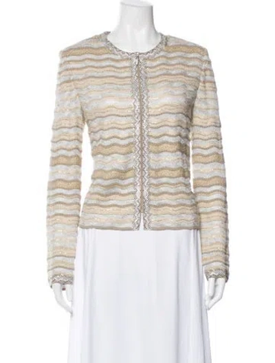 Pre-owned St John Striped Evening Jacket In Neutral