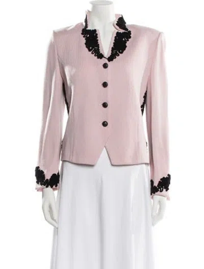 Pre-owned St John Striped Evening Jacket In Pink