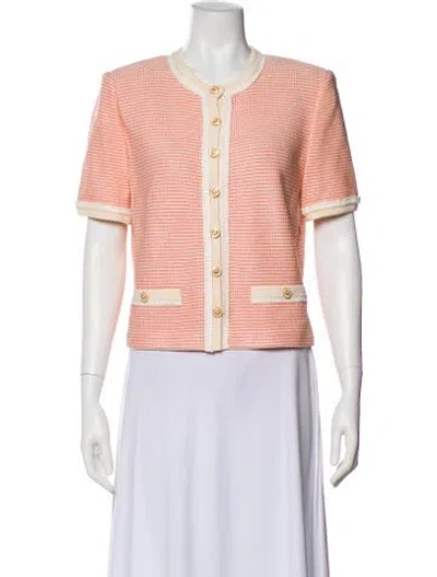 Pre-owned St John Striped Evening Jacket In Pink