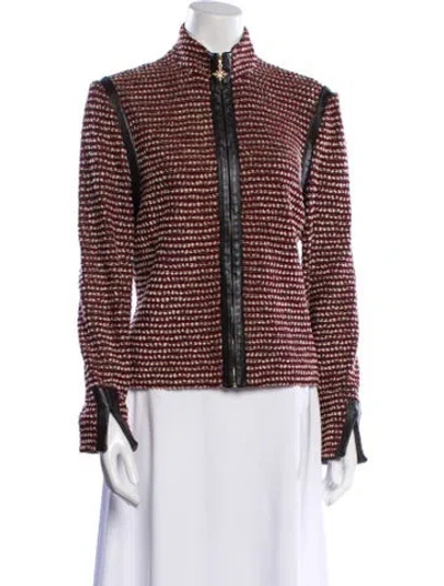 Pre-owned St John Striped Evening Jacket In Red