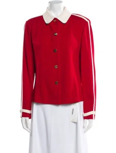 Pre-owned St John Striped Evening Jacket In Red