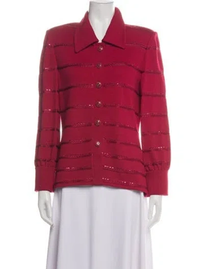 Pre-owned St John Striped Evening Jacket In Red