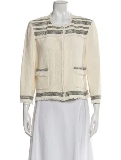Pre-owned St John Striped Evening Jacket W/ Tags In Neutral