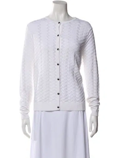 Pre-owned St John Striped Evening Jacket In White