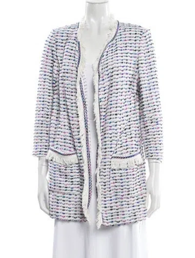 Pre-owned St John Striped Evening Jacket In White