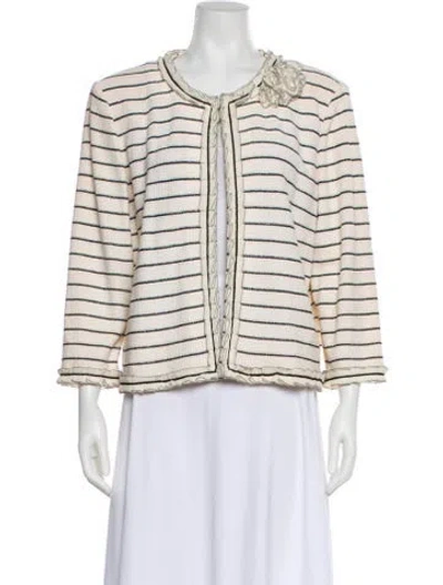 Pre-owned St John Striped Evening Jacket In White