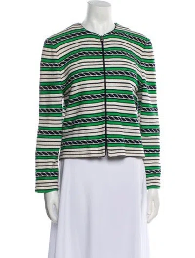 Pre-owned St John Striped Evening Jacket In White