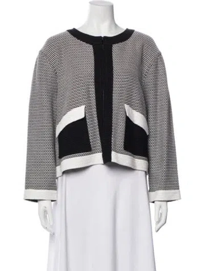 Pre-owned St John Striped Evening Jacket In White