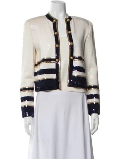 Pre-owned St John Striped Glitter Accents Set In Neutral
