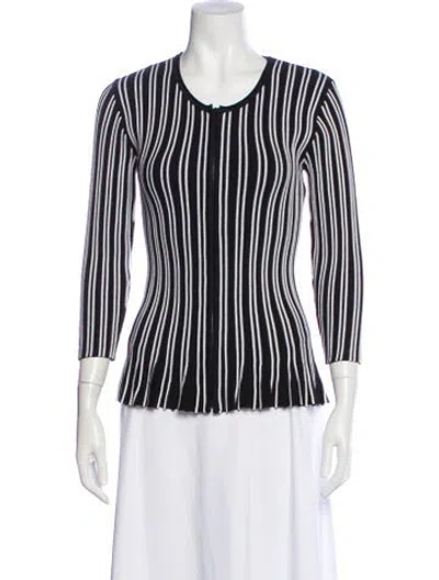 Pre-owned St John Striped Jacket In Black