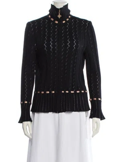 Pre-owned St John Striped Jacket In Black