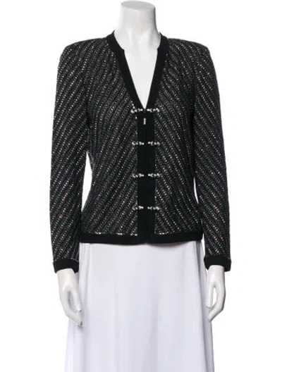 Pre-owned St John Striped Jacket In Black
