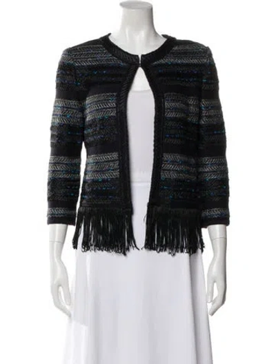 Pre-owned St John Striped Jacket In Black