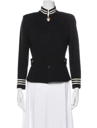 Pre-owned St John Striped Jacket In Black