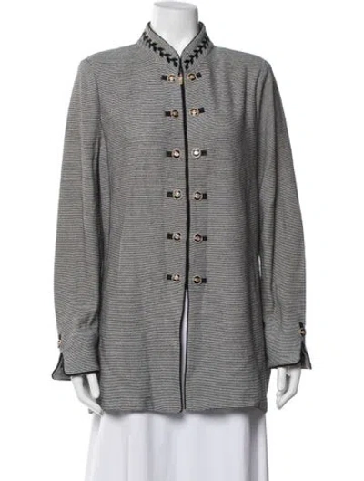 Pre-owned St John Striped Jacket In Black