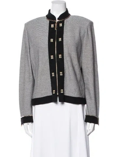 Pre-owned St John Striped Jacket In Black