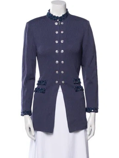 Pre-owned St John Striped Jacket In Blue
