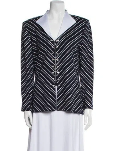 Pre-owned St John Striped Jacket In Blue