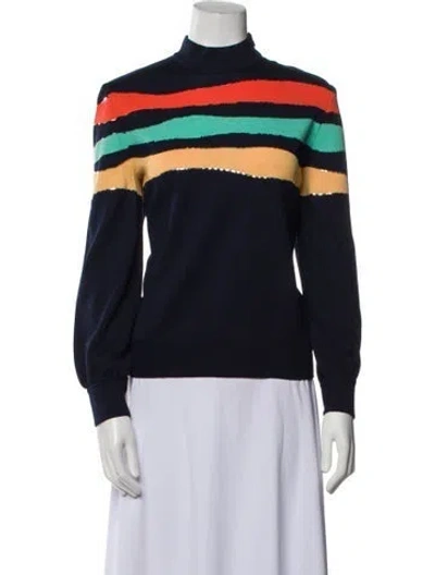 Pre-owned St John Striped Jacket In Blue