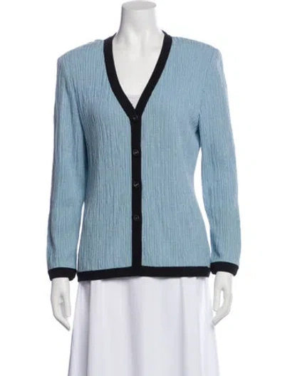 Pre-owned St John Striped Jacket In Blue