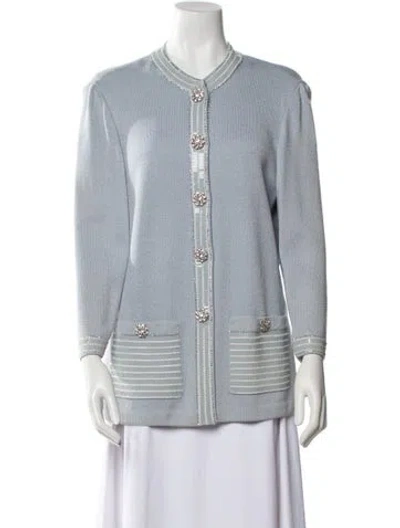 Pre-owned St John Striped Jacket In Blue