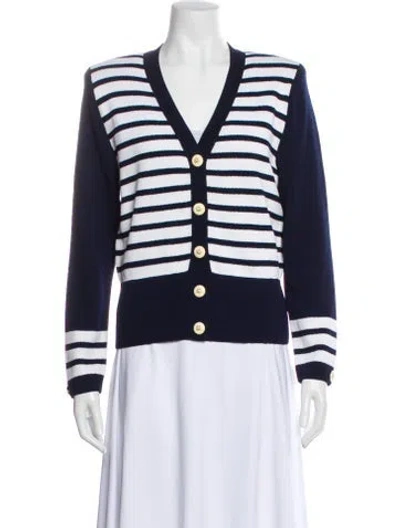 Pre-owned St John Striped Jacket In Blue