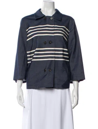 Pre-owned St John Striped Jacket In Blue
