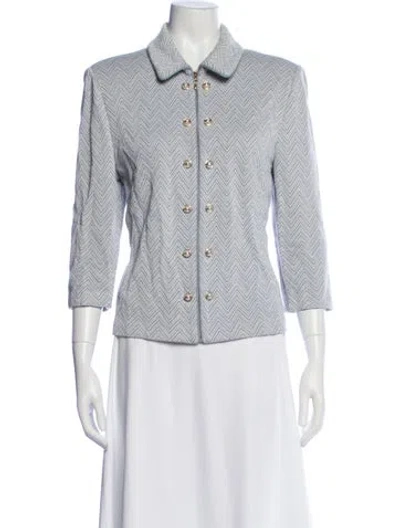Pre-owned St John Striped Jacket In Blue