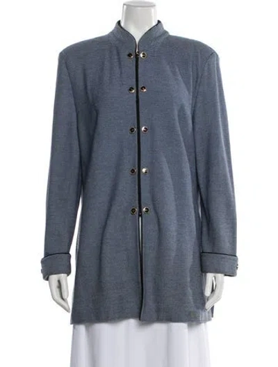 Pre-owned St John Striped Jacket In Blue