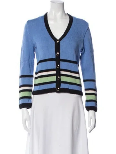 Pre-owned St John Striped Jacket In Blue