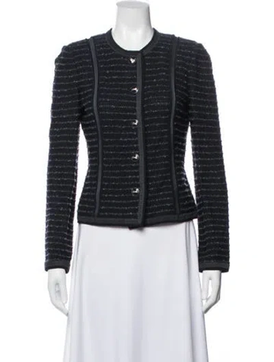 Pre-owned St John Striped Jacket In Blue