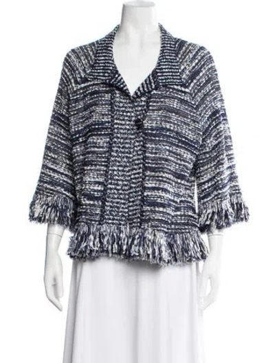 Pre-owned St John Striped Jacket In Blue