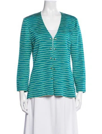 Pre-owned St John Striped Jacket In Blue/green