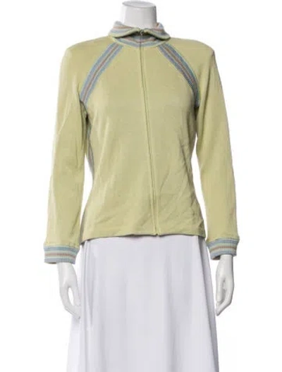 Pre-owned St John Striped Jacket In Green