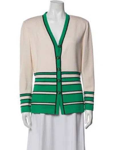 Pre-owned St John Striped Jacket In Green